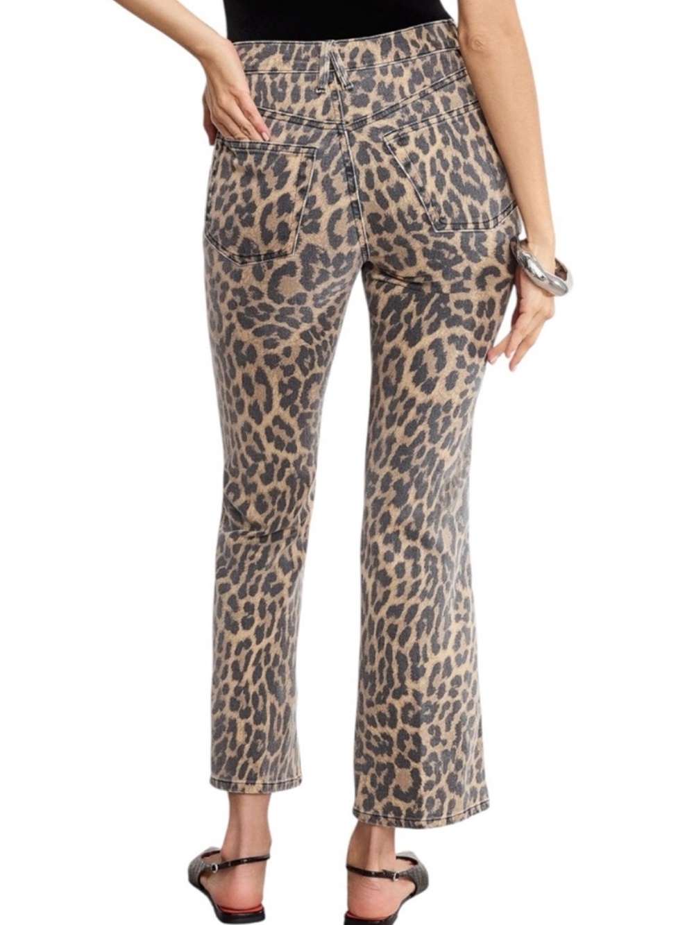 Good American Good Standard Kick Flare leopard jeans - Picture 2 of 8